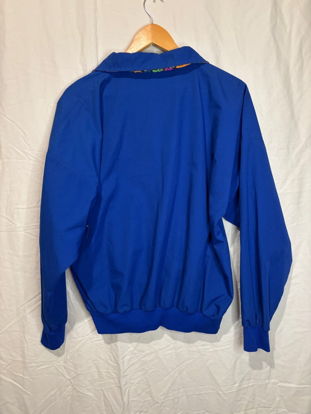 Vintage 80s Blue Pullover Windbreaker Drummond Retro Pattern Jacket L - Picture 6 of 6